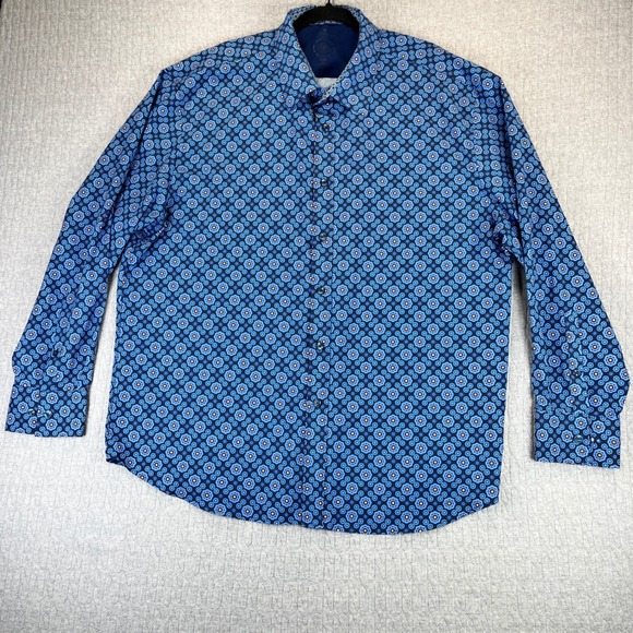 Construct Geometric performance dress shirt Men XXL Long Sleeve 4 Way Stretch - Picture 3 of 7